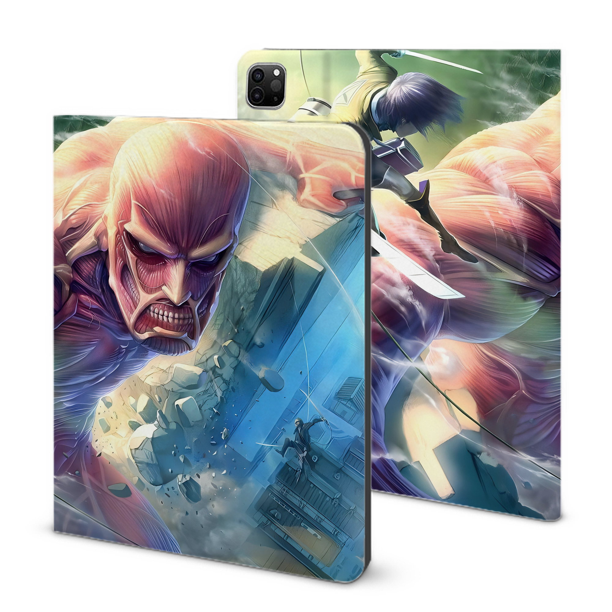 （画像用） 進撃の巨人 Attack on Titan IPad ケース ブック型 PUレザー TPU 耐衝撃 軽量 薄型 ペン収納なし 全面保護 IPad 各モデル対応